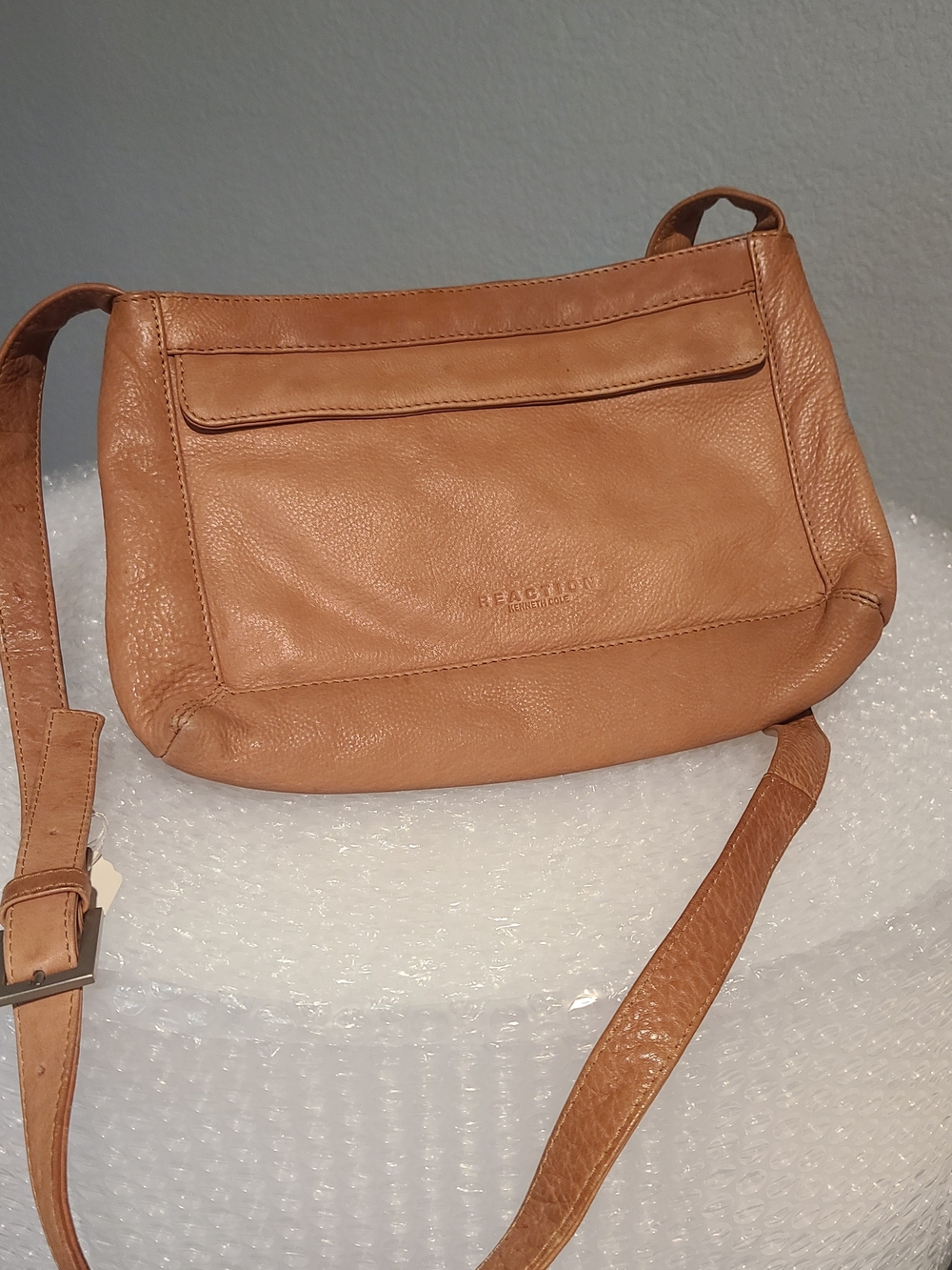 Kenneth Cole Reaction Tan Leather Crossbody with Front Pocket